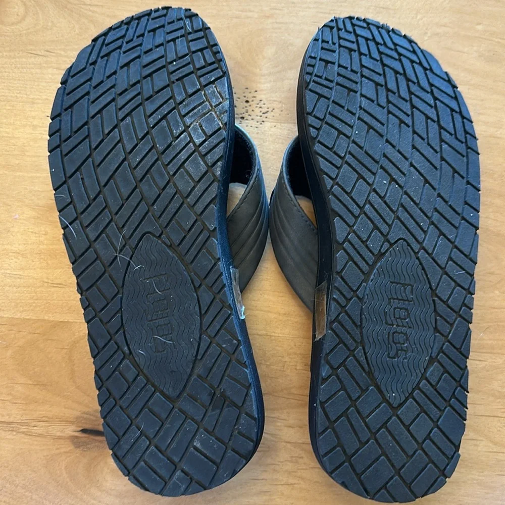 Flojos Memory Foam Flip Flops Black / Gray Size 8